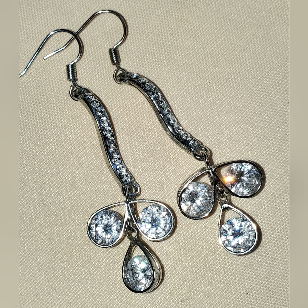 Dangling Rhinestone Earrings - Picture 2 of 7